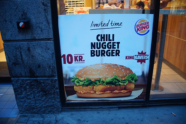 哥本哈根銅板美食就是漢堡王跟麥當勞。