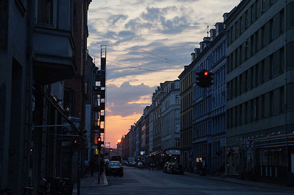 哥本哈根夕陽剪影。