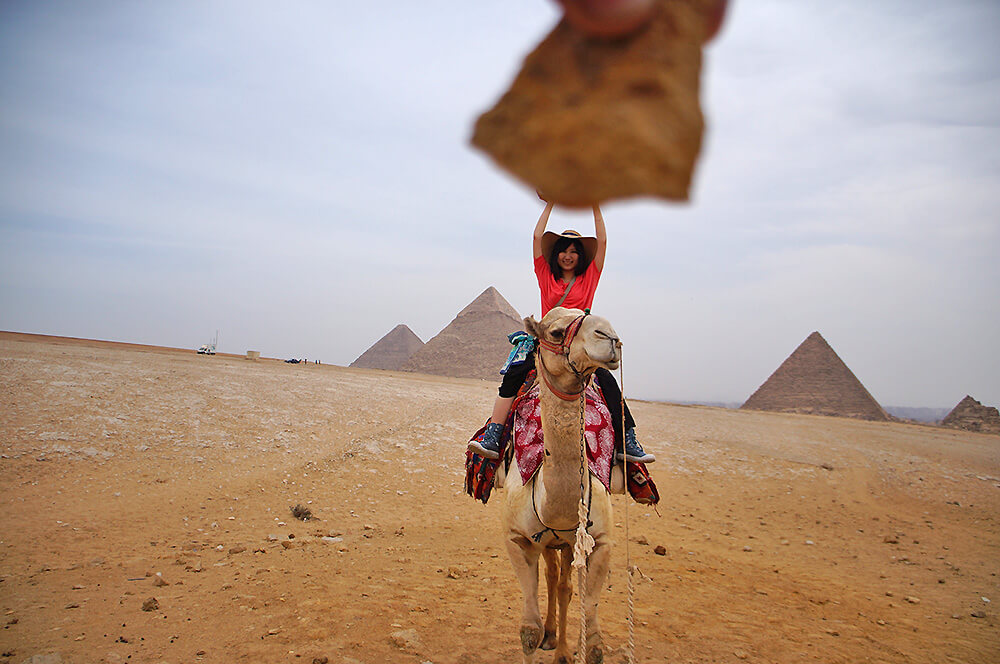 埃及吉薩3大金字塔！駱駝商人幫我拍的逗趣合照！