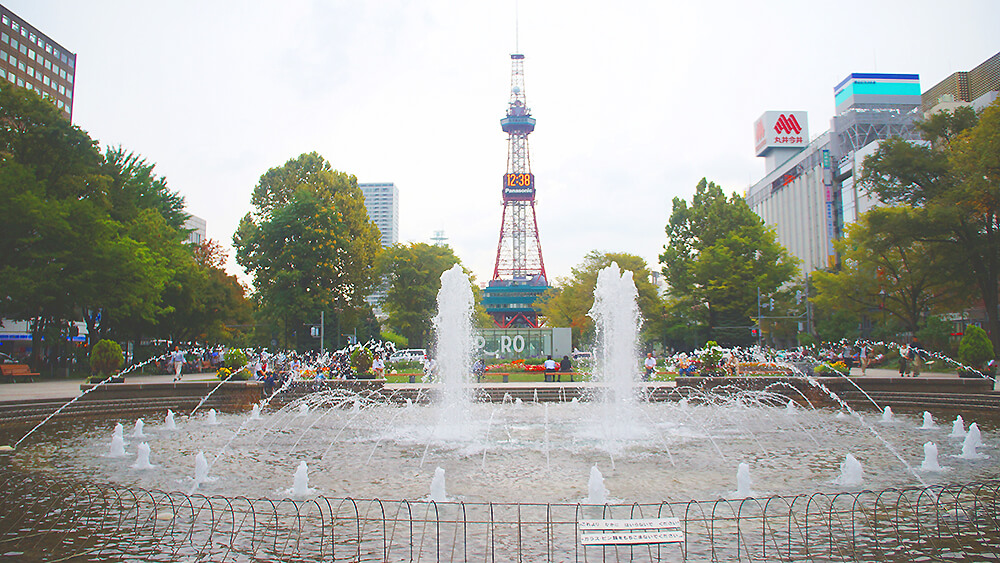 噴泉，札幌電視塔，大通公園。