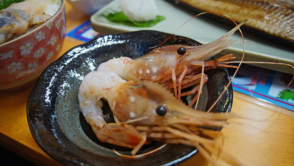 這是牡丹蝦，很好吃唷！
