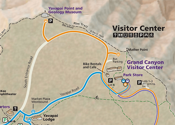 grand canyon map 局部圖，微貓此日走逛地點。